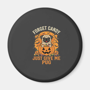 Imã Design de Doces de Halloween Engraçado Pug_1