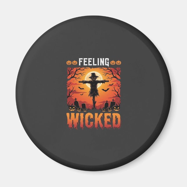 Imã Design de Espantalho de Halloween Sentindo-se Malv (Frente)