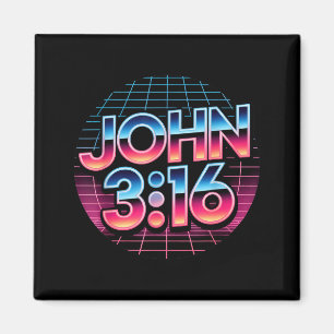 Imã Design de Fé Cristã Retro anos 80 João 3_16