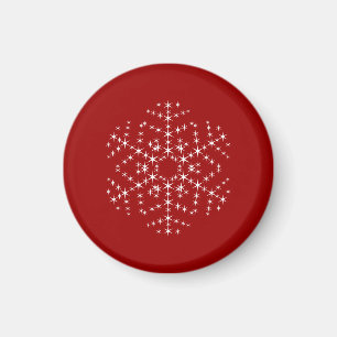 Imã Design de floco de neve em vermelho escuro e branc