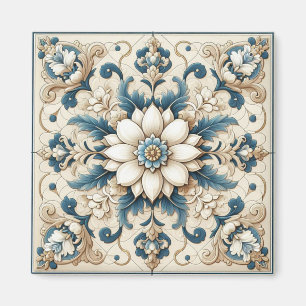 Imã Design de Folhagem do Azulejo Vintage