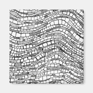 Imã Design de Formas Abstratas em Preto e Branco