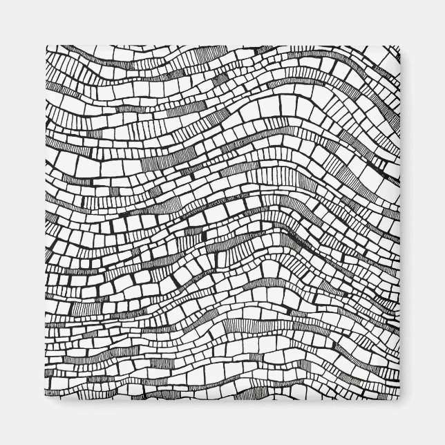 Imã Design de Formas Abstratas em Preto e Branco (Frente)