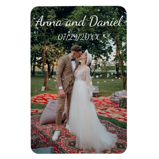 Ímã Design de Foto de Casamento Personalizado (Vertical)