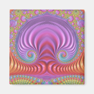 Imã Design de Fractal 3D Laranja Rosa Amarelo Roxo