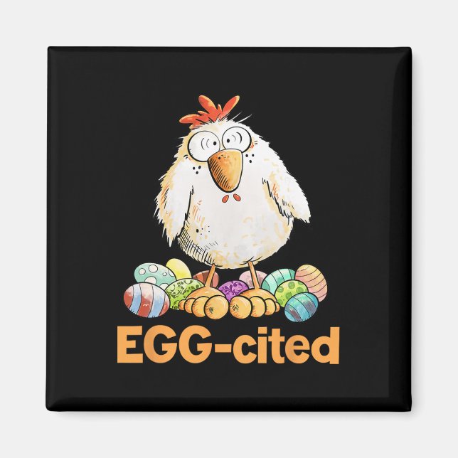 Imã Design de frango de Páscoa engraçado e empolgante (Frente)
