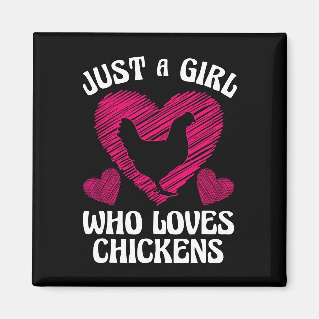 Imã Design de frango engraçado para meninas, crianças, (Frente)