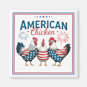 Imã Design de Frango Patriótico Americano de 4 de Julh