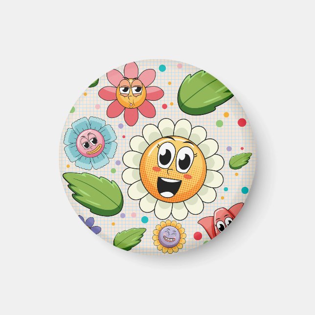 Imã Design de fundo contínuo com flores coloridas (Frente)