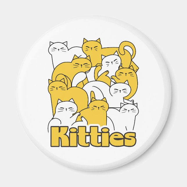 Imã Design de Gatinho Chubby - Adorável Arte Gato (Frente)