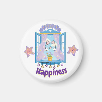Imã Design de Gatinho Kawaii Feliz