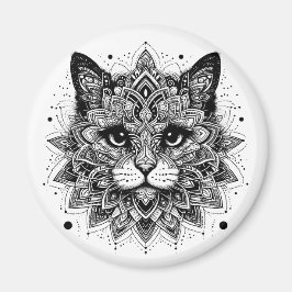 Imã Design de Gato com Padrão Mandala