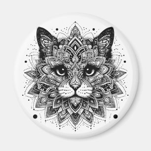 Imã Design de Gato com Padrão Mandala