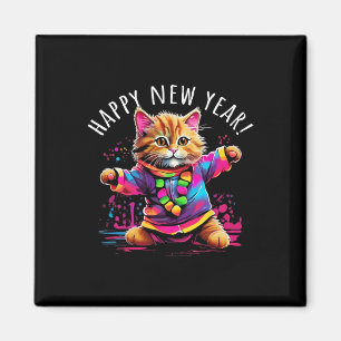 Imã Design de Gato Dançante de feliz ano novo