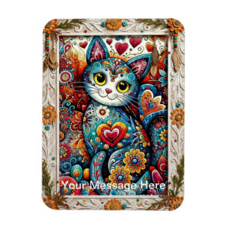 Ímã design de gato de flor Boho