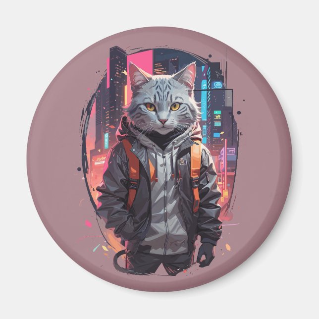 Imã Design de Gato de Rua Urbana (Frente)