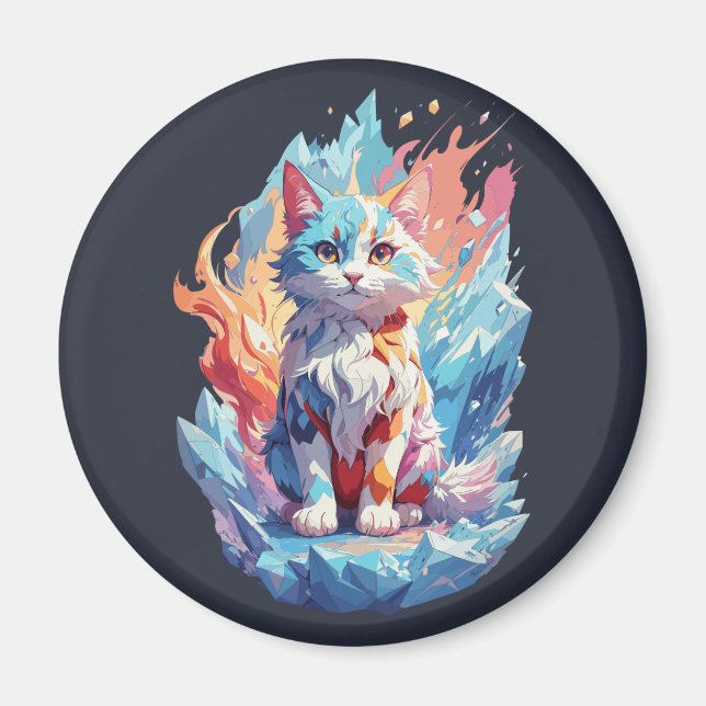 Imã Design de Gato Fantástico de Cristal Bonito (Frente)