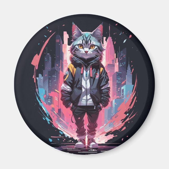 Imã Design de Gato Fofo e Elegante (Frente)
