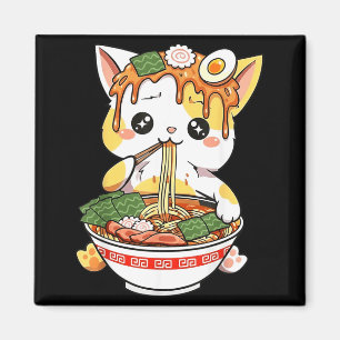 Imã Design de Gato Ramen Estilo Kawaii Engraçado Anime
