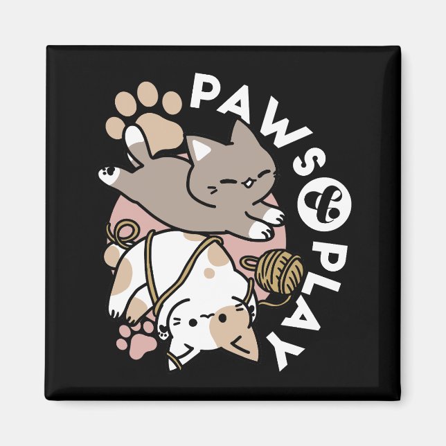 Imã Design de Gatos Fofos e Divertidos – Patas e Brinc (Frente)