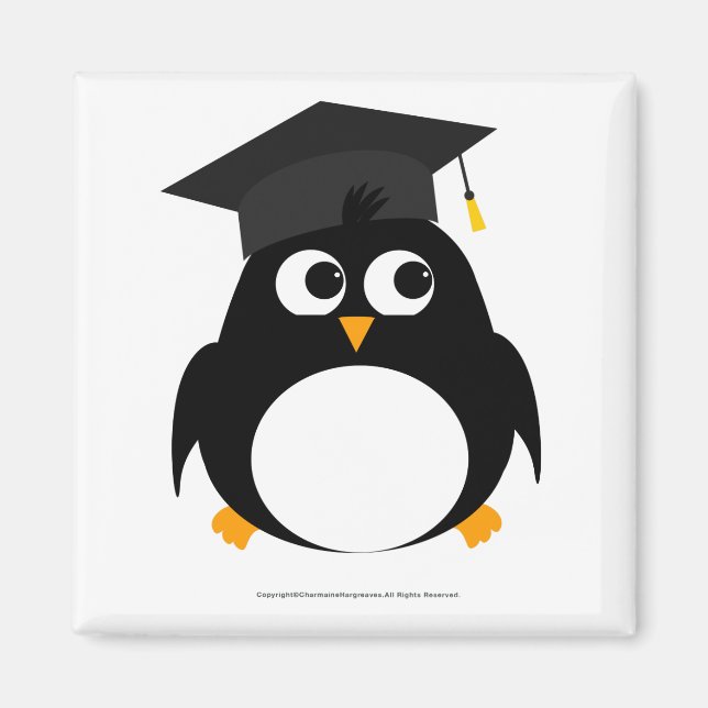 Imã Design de Graduação de Pinguim - Magnet Quadrado (Frente)