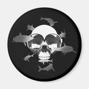 Imã Design de Gráfico de Tubarões e Caveira de Mergulh