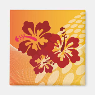 Imã Design de Hibiscus Vermelho Escuro