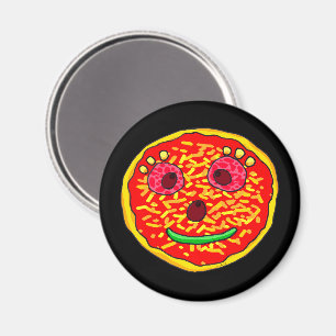 Imã Design de Ilustração da Face da Pizza Sorrindo