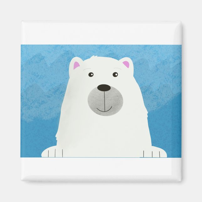 Imã Design de Impressão do Urso Polar Branco-Branco (Frente)
