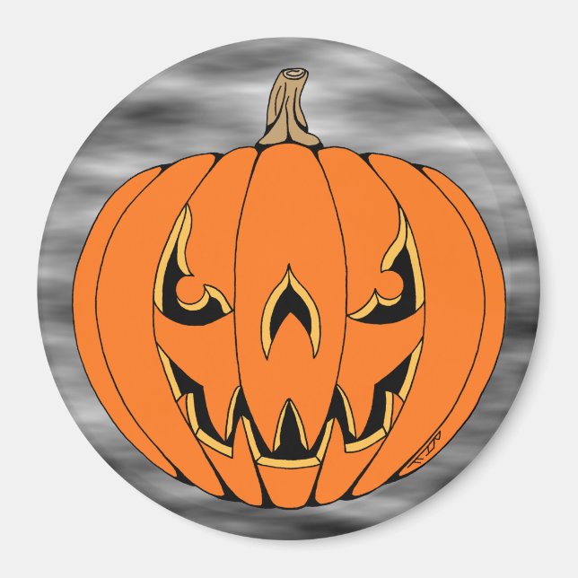 Imã Design de Jack-o'-Lantern Assustador de Halloween (Frente)