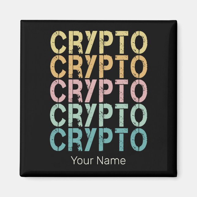 Imã Design De Letra Retro De Criptomoeda (Frente)