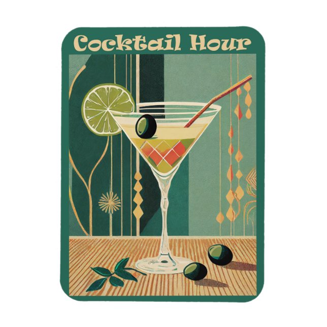 Ímã Design de Meio século de Hora do Cocktail (Vertical)