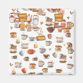 Imã Design De Óculos Lindos, Bules De Chá, Xícaras & M