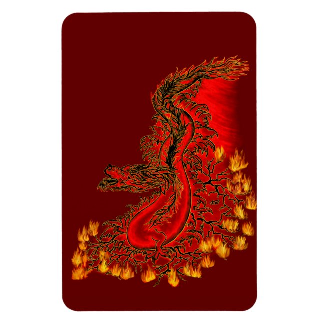 Ímã Design de ouro e vermelho do Dragão da China (Vertical)