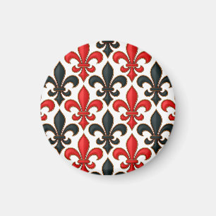 Imã Design de padrão do Red Black Barroco Fleur-de-lis