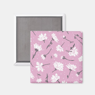 Imã Design de Padrão Floral Rosa - Arte Flor Elegante