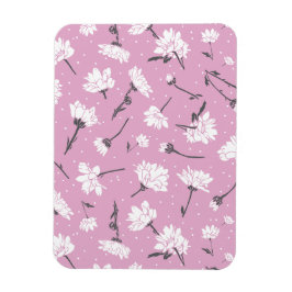 Ímã Design de Padrão Floral Rosa - Arte Flor Elegante