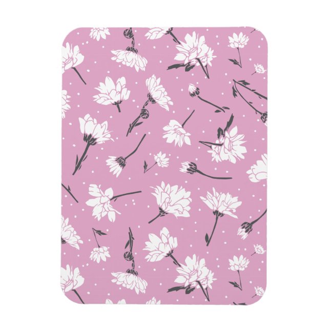 Ímã Design de Padrão Floral Rosa - Arte Flor Elegante (Vertical)