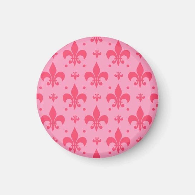 Imã Design de padrão rosa Fleur-de-lis (Frente)