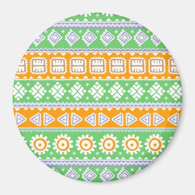 Imã Design de padrões verdes, cor de laranja (Frente)