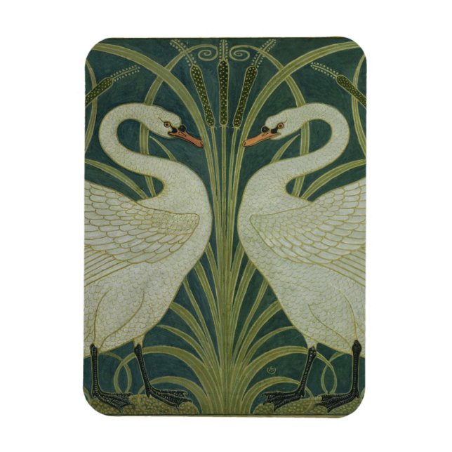 Ímã design de papel de parede 'Swan, Rush e Iris' (Vertical)