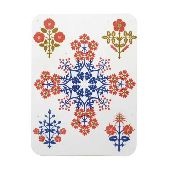 Ímã Design de papel de parede violeta, íris e tulipas (Vertical)