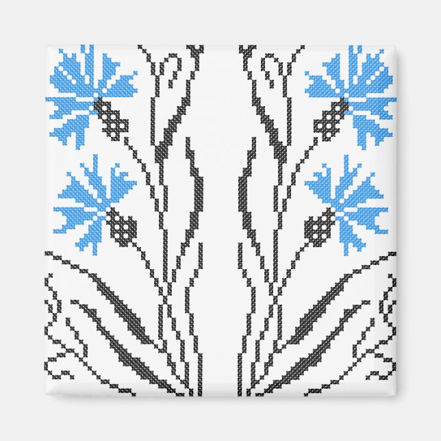 Imã Design de ponto transversal de Cornflower azul (Frente)