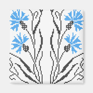 Imã Design de pontos crus de Cornflower azuis