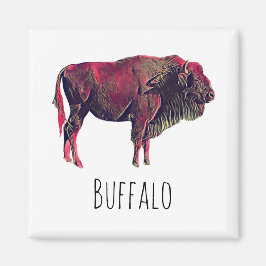 Imã Design de Retrato de Buffalo para Bison ou Animal 