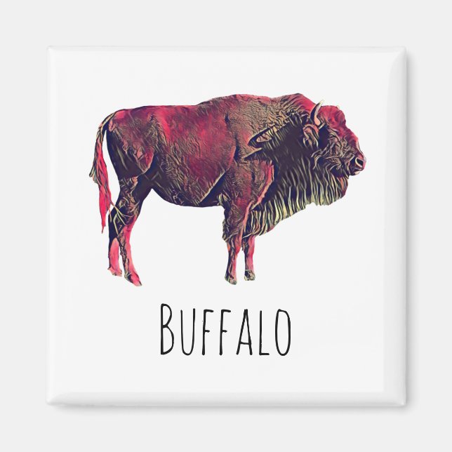 Imã Design de Retrato de Buffalo para Bison ou Animal  (Frente)