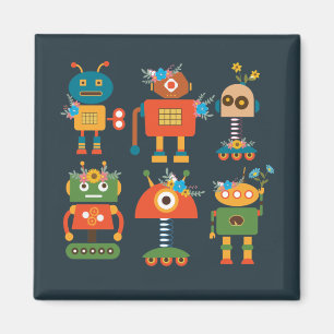 Imã Design de robots bonitos para crianças