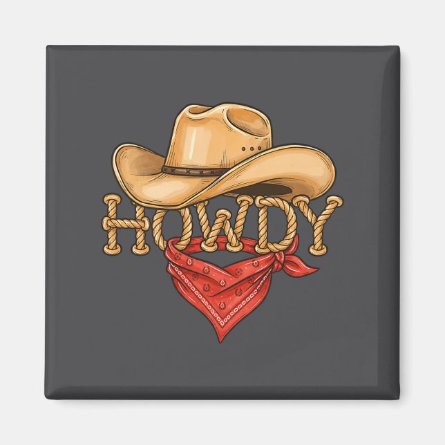Imã Design de Rodeio Western de Cordão Howdy de Cowboy (Frente)