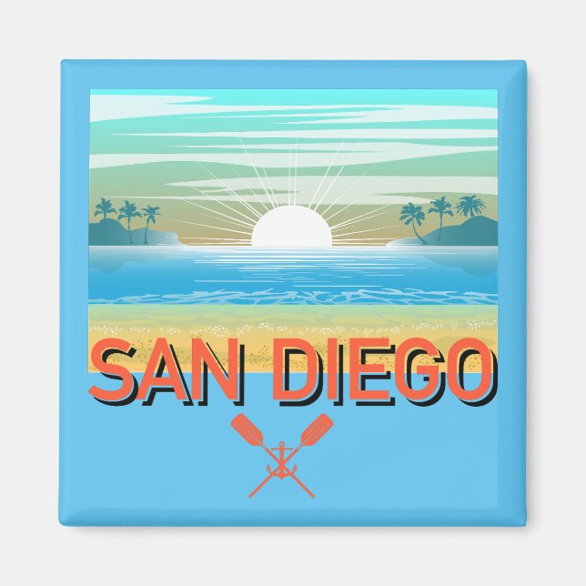 Imã Design de San Diego - Magnet Quadrado (Frente)