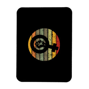 Ímã Design de símbolo feminista retrô vintage, 70 80 9